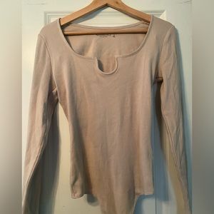 Abercrombie Notch Front Long Sleeve Bodysuit